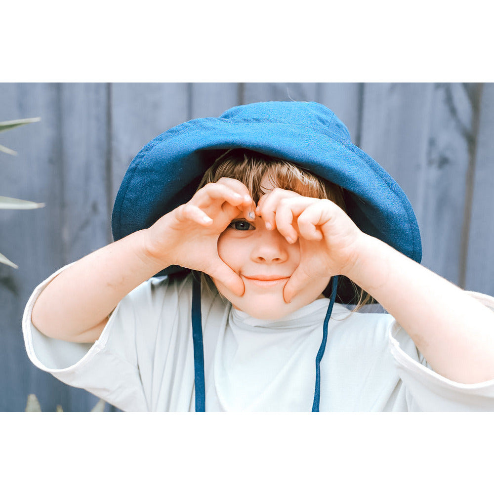 Kids Wide Brim Linen Hat